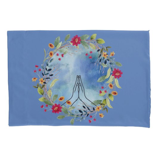 水彩画の祈りの手 枕カバー (正面)