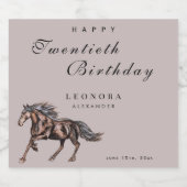 水彩画の神秘的な馬 誕生日パーティー 大人用 スパークリングワインラベル (シングルラベル)