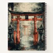 水彩画の神秘的な鳥居の小径 ノートブック (裏面)