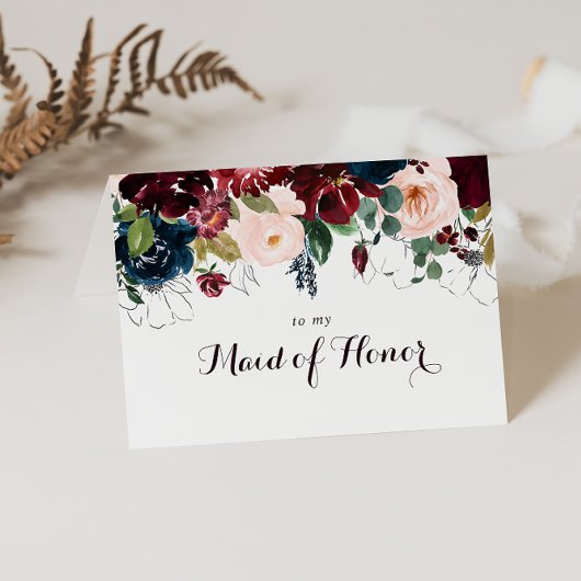 水彩画の秋のウェディングパーティーお礼カード サンキューカード