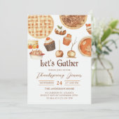 水彩画の秋のカボチャのピースィンフレンドの感謝祭 招待状 (スタンド正面)