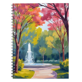 水彩画の秋の公園 紅葉 ノートブック