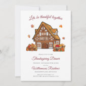 水彩画の秋の感謝祭の食事 招待状 (正面)