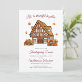 水彩画の秋の感謝祭の食事 招待状 (スタンド正面)