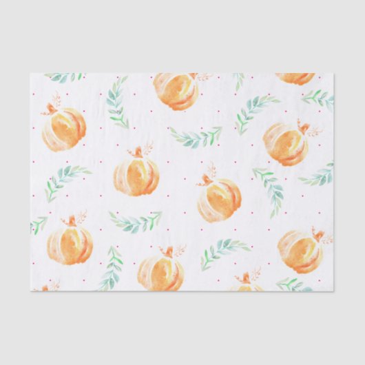 水彩画の秋の秋のカボチャ及び月桂樹 薄葉紙 (正面)