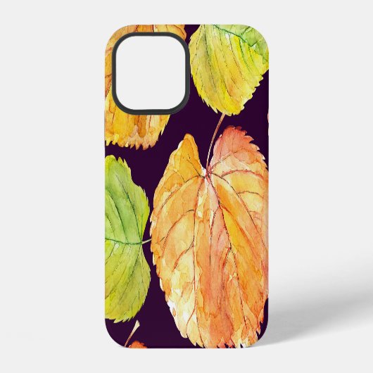 水彩画の秋の花々、シームレスなパターン。 iPhoneケース (裏面)