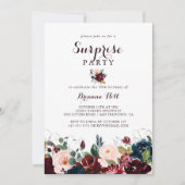 水彩画の秋の花のサプライズパーティー 招待状 (正面)