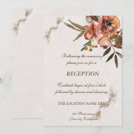 水彩画の秋の花のレセプション 招待状