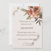 水彩画の秋の花の披露宴 招待状 (正面)