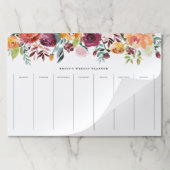 水彩画の秋の開花の花輪の週間プランナー ペーパーパッド (折り畳み)