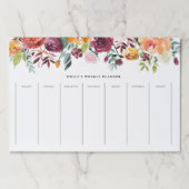 水彩画の秋の開花の花輪の週間プランナー ペーパーパッド (正面)