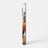 水彩画の秋をテーマにした森の中の馬 iPhone 16ケース (左側面)