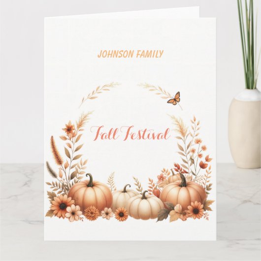 水彩画の秋祭りのイラスト カード (正面)