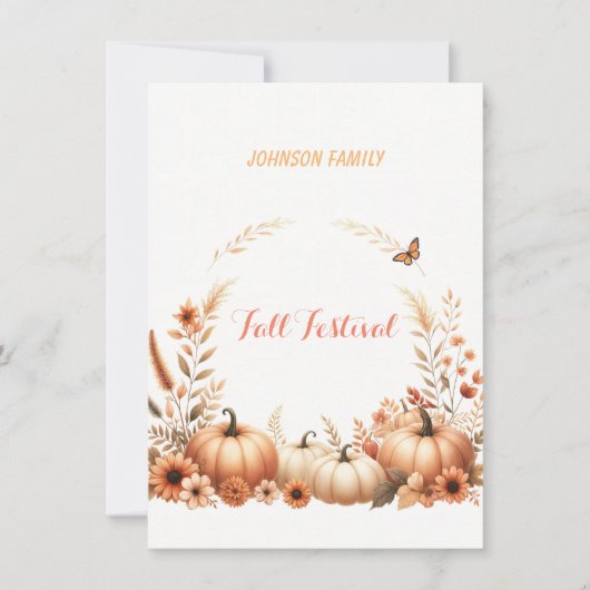 水彩画の秋祭りのイラスト 招待状 (正面)