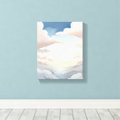水彩画の空青い雲 くもり空 キャンバスプリント (インサイチュ (ウッドフロア))
