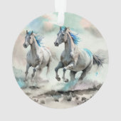 水彩画の競走する二頭の野生馬 オーナメント (裏面)