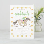 水彩画の競走馬と騎手のパーティー招待状 招待状 (スタンド正面)