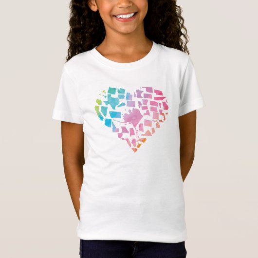水彩画の米国のハート Tシャツ (正面)