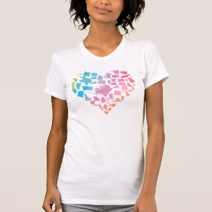 水彩画の米国のハート Tシャツ