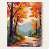 水彩画の紅葉の葉が美しい秋の道 プランナー手帳 (裏面)
