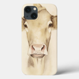 水彩画の納屋動物 の牛 iPhone 13ケース