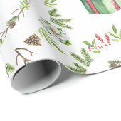 水彩画の素朴なクリスマスのブタ ラッピングペーパー (ロールコーナー)