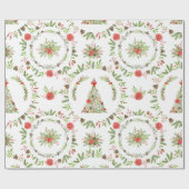 水彩画の素朴なクリスマスツリー ラッピングペーパー (フラット)