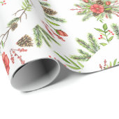 水彩画の素朴なクリスマスツリー ラッピングペーパー (ロールコーナー)