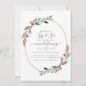 水彩画の素朴なグリーン ウィンター シップ・アンド・シー 招待状 (正面)