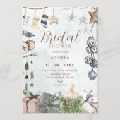 水彩画の素朴な冬の装飾 ウェディング 招待状 (正面)