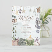 水彩画の素朴な冬の装飾 ウェディング 招待状 (スタンド正面)