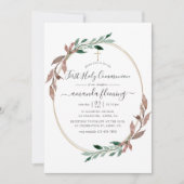 水彩画の素朴な緑の冬の聖体拝領 招待状 (正面)