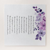 水彩画の紫の花のブーケ ジグソーパズル (横)