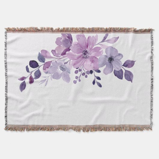 水彩画の紫の花束  スローブランケット (正面)