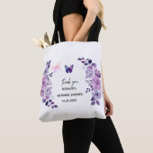 水彩画の紫の花束 トートバッグ (クローズアップ)
