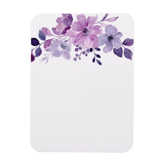 水彩画の紫の花束 マグネット (縦)