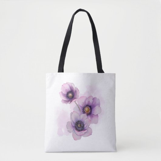 水彩画の紫の花 トートバッグ (正面)