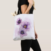 水彩画の紫の花 トートバッグ (クローズアップ)