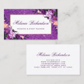 水彩画の紫外紫色の花のグリッター 名刺 (正面/裏面)