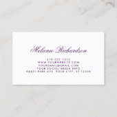 水彩画の紫外紫色の花のグリッター 名刺 (裏面)