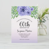 水彩画の紫色によっては|の第60誕生会が開花します 招待状 (スタンド正面)