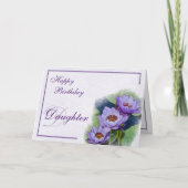 水彩画の紫色のスイレンの娘の誕生日 カード (正面)
