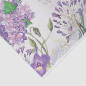 水彩画の紫色のバイオレットのアジサイの緑の草木 薄葉紙 (詳細)