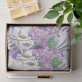 水彩画の紫色のバイオレットのアジサイの緑の草木 薄葉紙 (ギフト)