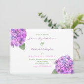 水彩画の紫色のピンクのアジサイのリハーサルの夕食 招待状 (スタンド正面)