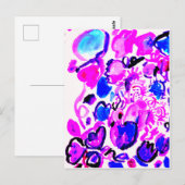 水彩画の紫色の孔雀 ポストカード (正面/裏面)