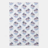 水彩画の紫色の幾何学的なヤシの木パターン キッチンタオル (縦)