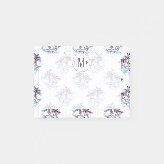 水彩画の紫色の幾何学的なヤシの木パターン ポストイット (正面)