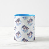 水彩画の紫色の幾何学的なヤシの木パターン マグカップ (中央)