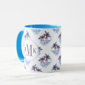 水彩画の紫色の幾何学的なヤシの木パターン マグカップ (正面左)